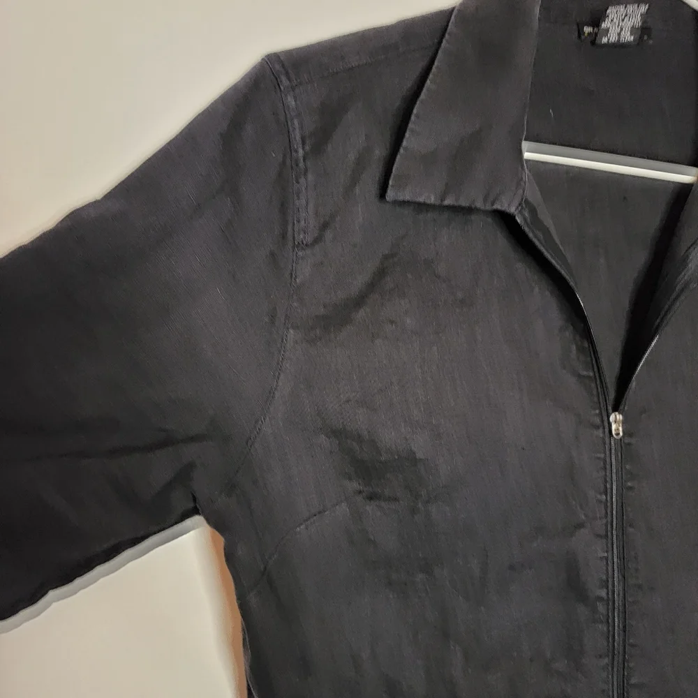 Grace Elements 100% LINEN jacket black lightweight blazer LG women's coat - Picture 3 of 9